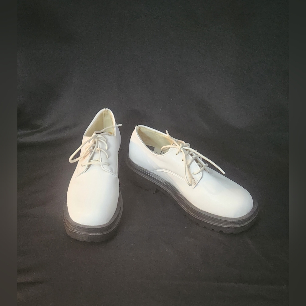 Women's White Chunky Oxfords Size 7.5 - Picture 9 of 16